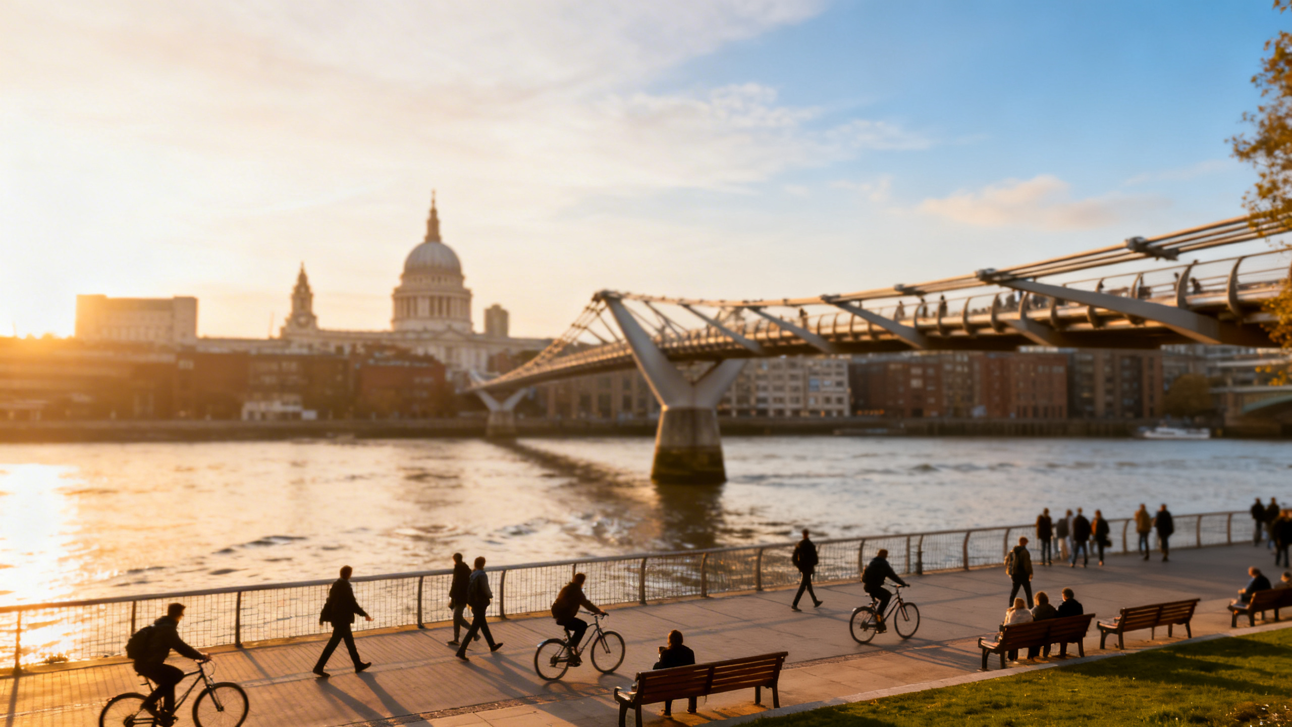 Vue sur la Tamise et le Millennium Bridge depuis la rive sud