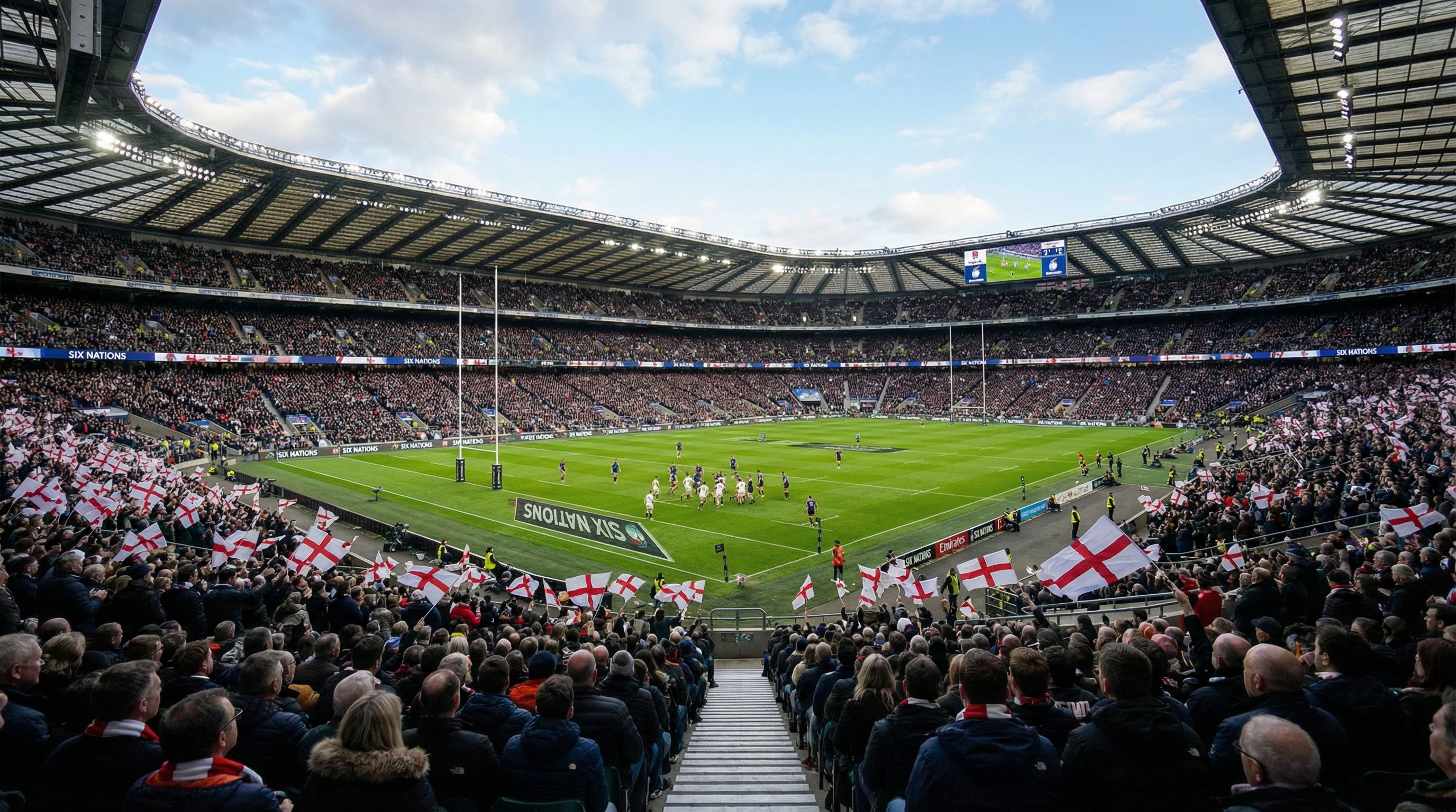 Stade de Twickenham rempli de spectateurs pendant un match du Six Nations